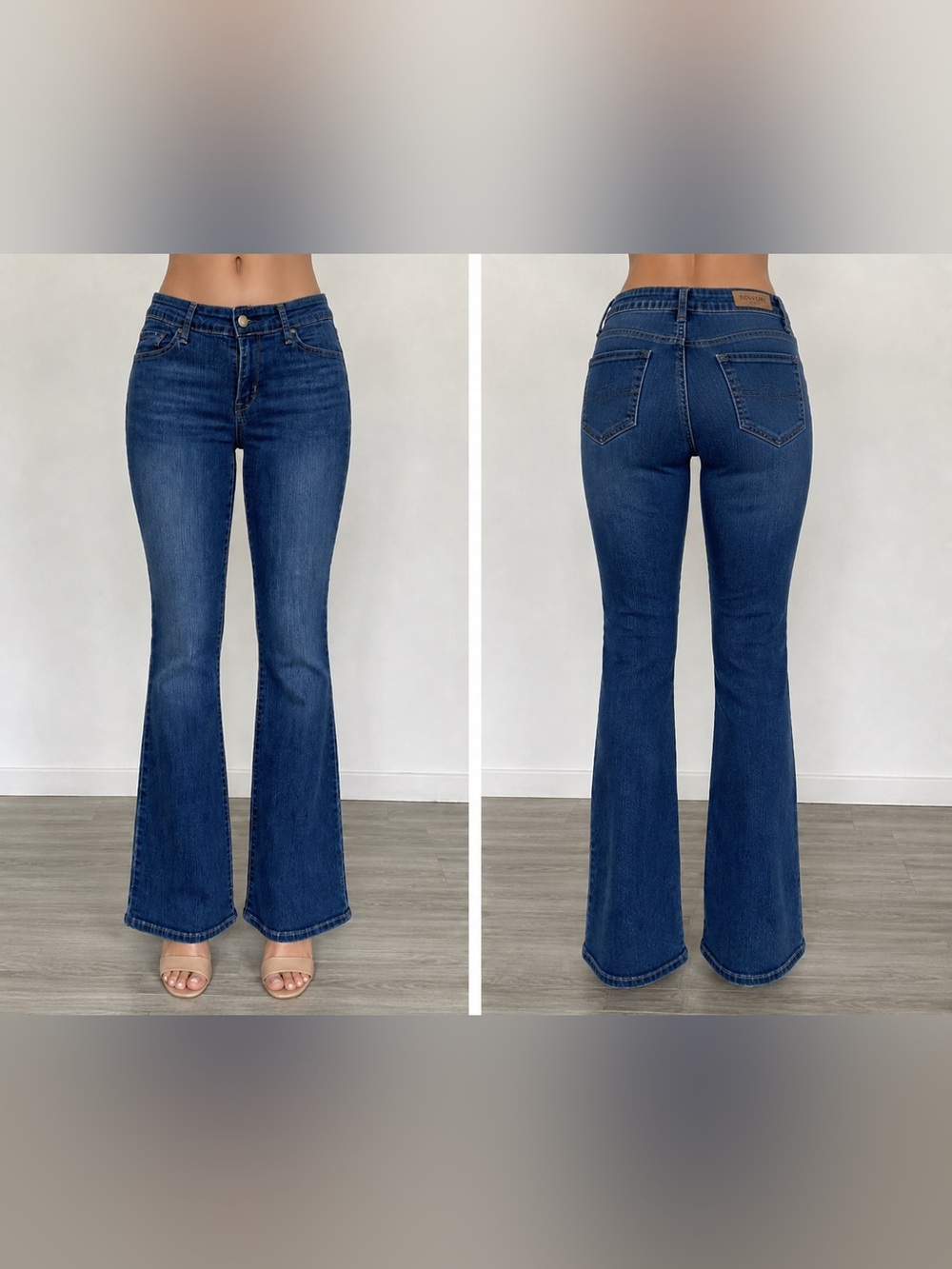 Signature by Levi Strauss Dark Blue High-Rise Flare Jeans